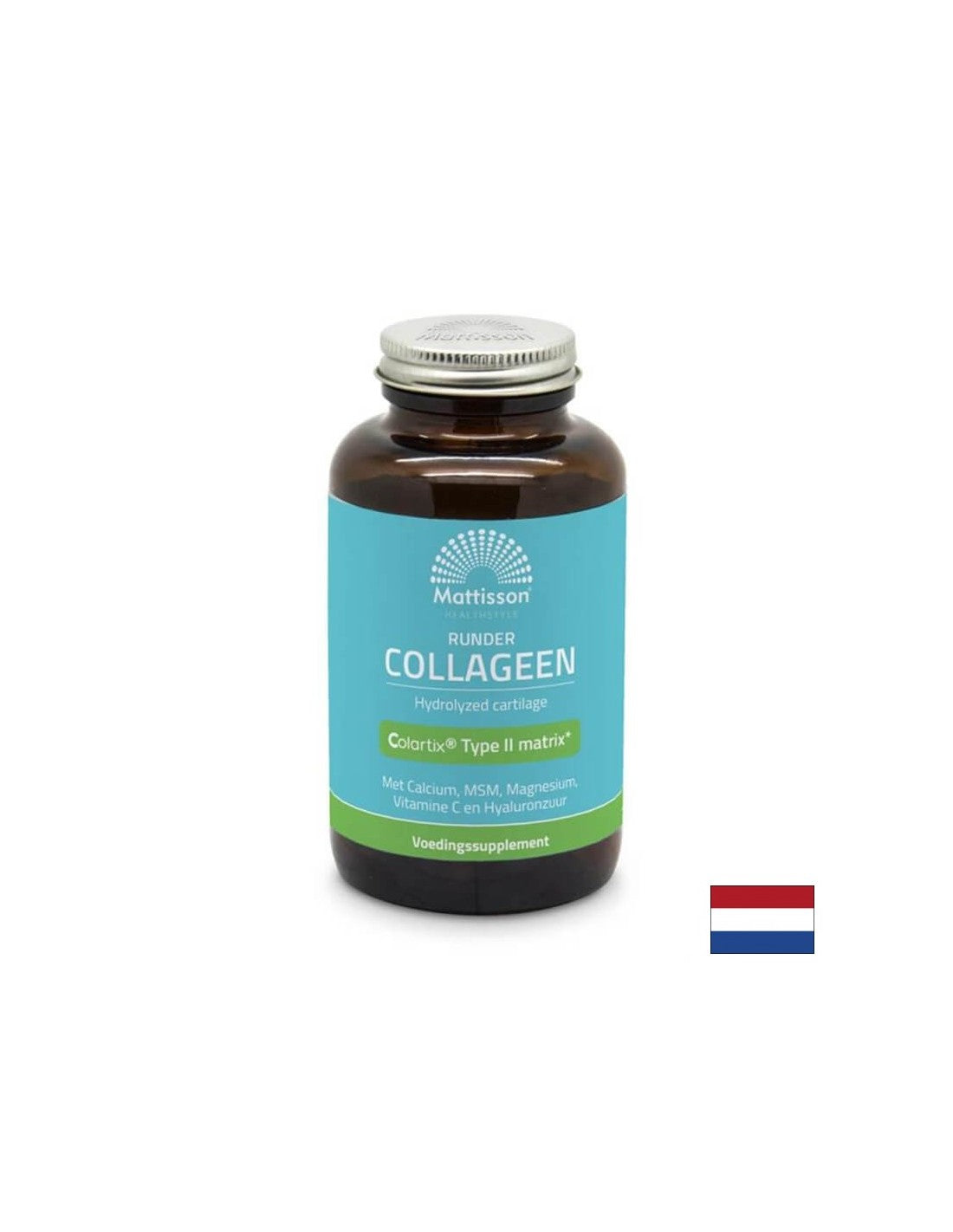 Articulații sănătoase și păr și piele frumoase - Colagen Bovin (tip 2) cu calciu, magneziu, vitamina C și acid hialuronic, 180 capsule Mattisson Healthstyle