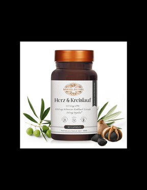 Healthy heart and good circulation - Formula with grape seed, black garlic, olive and vitamin E, 30 capsules - Nutra Best Europe