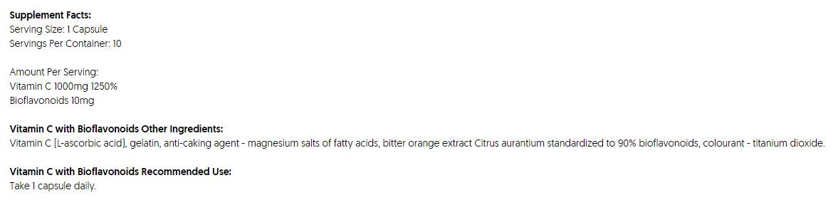 Vitamina C 1000 mg | cu Bioflavonoide - 200 capsule